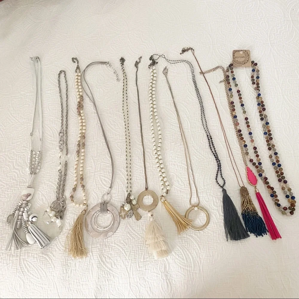 Bundle of 12 Long Necklaces Costume Jewelry
